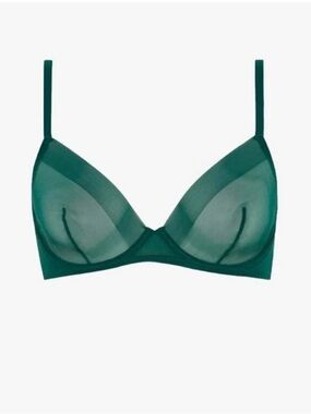 LES GIRLS LES BOYS Emerald Green Mesh Underwire Bra [NWOT]